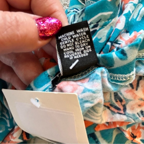 NWT Rue21 teal with orange hibiscus soft stretch summer dress Size XL - Picture 6 of 8